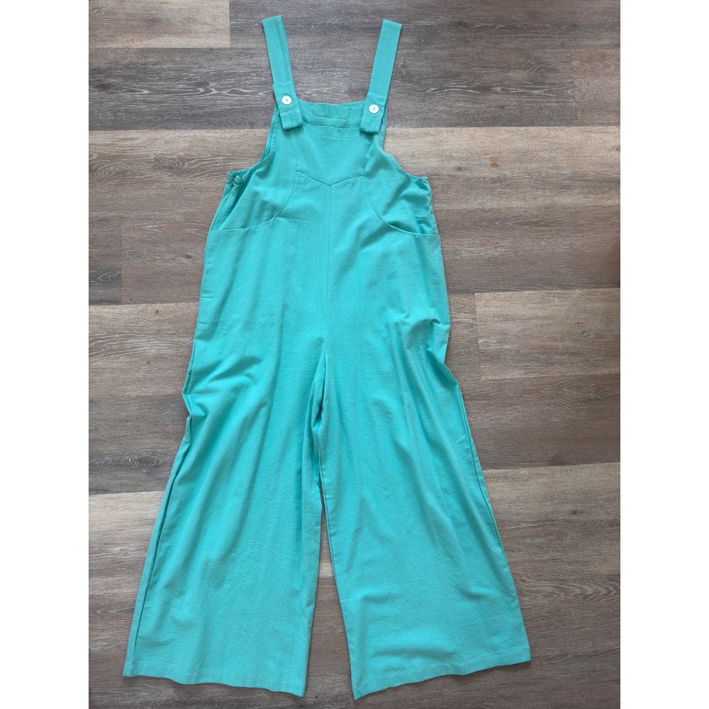 Linen cotton wide leg overalls jumpsuit